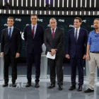 Los cuatro protagonistas del debate con el moderador en el centro