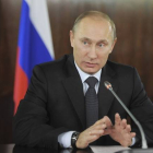 Vladimir Putin, durante un encuentro con dirigentes de su partido, Rusia Unida, este jueves, en Moscú.