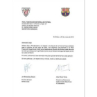 La carta en la que el Barça y el Athletic solicitan formalmente a la Federación Española que la final de Copa se dispute en el Bernabéu.