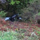 El vehículo cayó al río por un barranco. DL