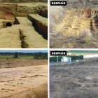 Arriba, el horno del XVI y derecha, tal y como está ahora; debajo, la misma zona del yacimiento en 2010 y ahora. (Click sobre la imagen para ampliar)