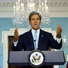El secretario de Estado de Estados Unidos, John Kerry, durante la rueda de prensa de este viernes.