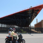 Imagen que presentaban ayer las obras de construcción del Palacio de Congresos, que avanza hacia su finalización con ritmo comedido.