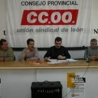 Un momento de la asamblea de ex trabajadores de Sintel celebrada ayer