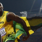 Usain Bolt, tras ganar la final de 200 metros en los Juegos de Londres.