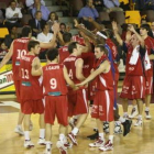 Los jugadores leoneses, conjurados para ganar hoy.