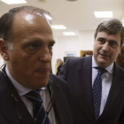 Javier Tebas y Miguel Cardenal, durante la jornada ‘Juego Limpio y Fútbol Profesional’