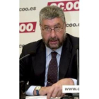 José María Fidalgo, líder de Comisiones Obreras, en la rueda de prensa