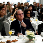 Lorena Ruiz-Huerta, con Alberto Garzón y Ángel Gabilondo.