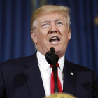 Trump pronuncia un discurso en la Casa Blanca, en Washington, el 24 de julio