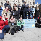 Varios niños y niñas con síndrome de Down, ayer en Botines durante el acto institucional. RAMIRO