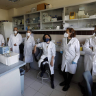 Investigadores del Instituto de Biotecnología de León en las instalaciones de La Granja. MARCIANO PÉREZ