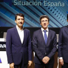 Los economistas de BBVA Research Rafael Doménech, Jorge Sicilia y Miguel Cardoso en una imagen de archivo.
