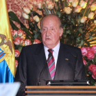 Don Juan Carlos, en un momento de su discurso en Colombia.