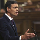 El Presidente del Gobierno y Secretario General del PSOE, Pedro Sanchez, en el Congreso de los Diputados. /