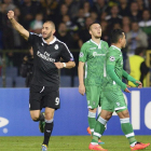 Karim Benzema celebra el 1-2 ante el Ludogorets durante el partido de la Liga de Campeones.
