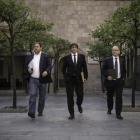 Junqueras y Puigdemont, el 10 de octubre en el Palau de la Generalitat.