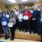 Matín Manceñido y Santiago Dorado con los homenajeados en las donaciones.