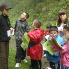 Unos escolares participan en las jornadas educativas sobre el oso pardo organizadas por la FOP.