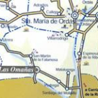 Mapa de las rutas guiadas por Las Omañas organizadas por Cuatro Valles