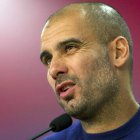 Guardiola durante la rueda de prensa que ofreció ayer.