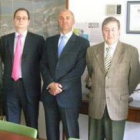 Maximino Rodríguez, el nuevo director Javier Granja, Martín Baena, García Aránguez y Laguna, ayer en