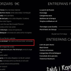 Captura de la carta del restaurante Nova Font Blanca de Balaguer.