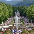 Encendido de las fuentes de los jardines reales de La Granja en el día de Santiago.