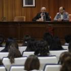 Laborda, Polanco y Palencia, abrieron el encuentro con 50 estudiantes. FERNANDO OTERO