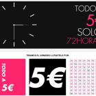 Captura de la página web de El Armario de la Tele, ofreciendo sus productos a 5 euros, durante 72 horas.