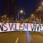 El acto de protesta contra la violencia machista que tuvo lugar en Nou Barris, el pasado sábado.