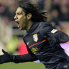 Falcao celebra su gol en el derbi ante el Rayo Vallecano.