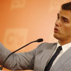 Albert Rivera, líder de Ciudadanos y candidato a la presidencia de España, en una reciente rueda de prensa.