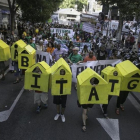 Protesta contra los precios abusivos de los alquileres, en Barcelona, este mes de junio