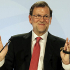 Rajoy, en una conferencia con los portavoces parlamentarios del PP. LORENZO