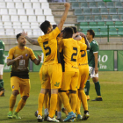 Andy, con el número cinco a la espalda, celebra puño en alto el gol de la victoria de la Deportiva ante el Toledo, logrado en el tiempo añadido. LOF