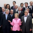 Hillary Clinton, secretaria de Estado de EE.UU., con los ministros de Exteriores de la UE antes del