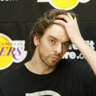 Pau Gasol, en la conferencia de prensa de fin de temporada.