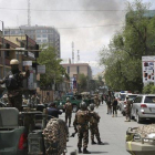 Imagen de la zona afectada por la explosión contra una ONG internacional en Kabul.