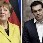 Fotomontaje de la cancillera alemana Angela Merkel y Alexis Tsipras.