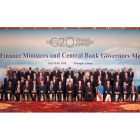 Los ministros de Finanzas y los gobernadores de los bancos centrales del G-20 en la foto oficial de esta cita que se celebró en la ciudad china de Chengdu. NG HAN GUAN/POOL