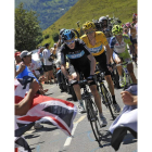 Nibali y los británicos Froome y Wiggins durante una etapa.