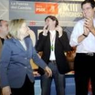 Amparo Valcarce y Óscar López, en el congreso del PSOE de Soria