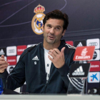 Santiago Solari, entrenador del Real Madrid, este viernes en rueda de prensa.