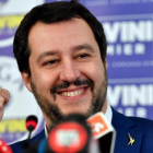 Matteo Salvini, en una rueda de prensa en Milán al día siguiente de las elecciones.
