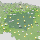 Mapa de la Agencia Estatal de Meteorología donde se muestra la predicción del estado del cielo en la provincia para las 18.00 horas de ho. AEMET