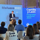 El presidente del Partido Popular de Castilla y León, Alfonso Fernández Mañueco, durante la presentación del programa electoral del partido, hoy, en Becerril de Campos. DL