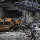 Una calle en ruinas de la ciudad iraquí de Mosul.