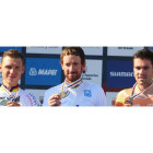 Bradley Wiggins en lo alto del podio del Mundial de Ciclismo de Ponferrada