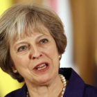 May, en una comparecencia ante la prensa, en el número 10 de Downing Street, en Londres, el 2 de noviembre.